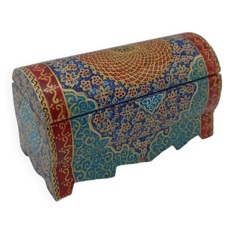 Exquisite Camel Bone Jewelry Box Embellished With Traditional Persian 'Tazhib' Art and Gilded Illumi