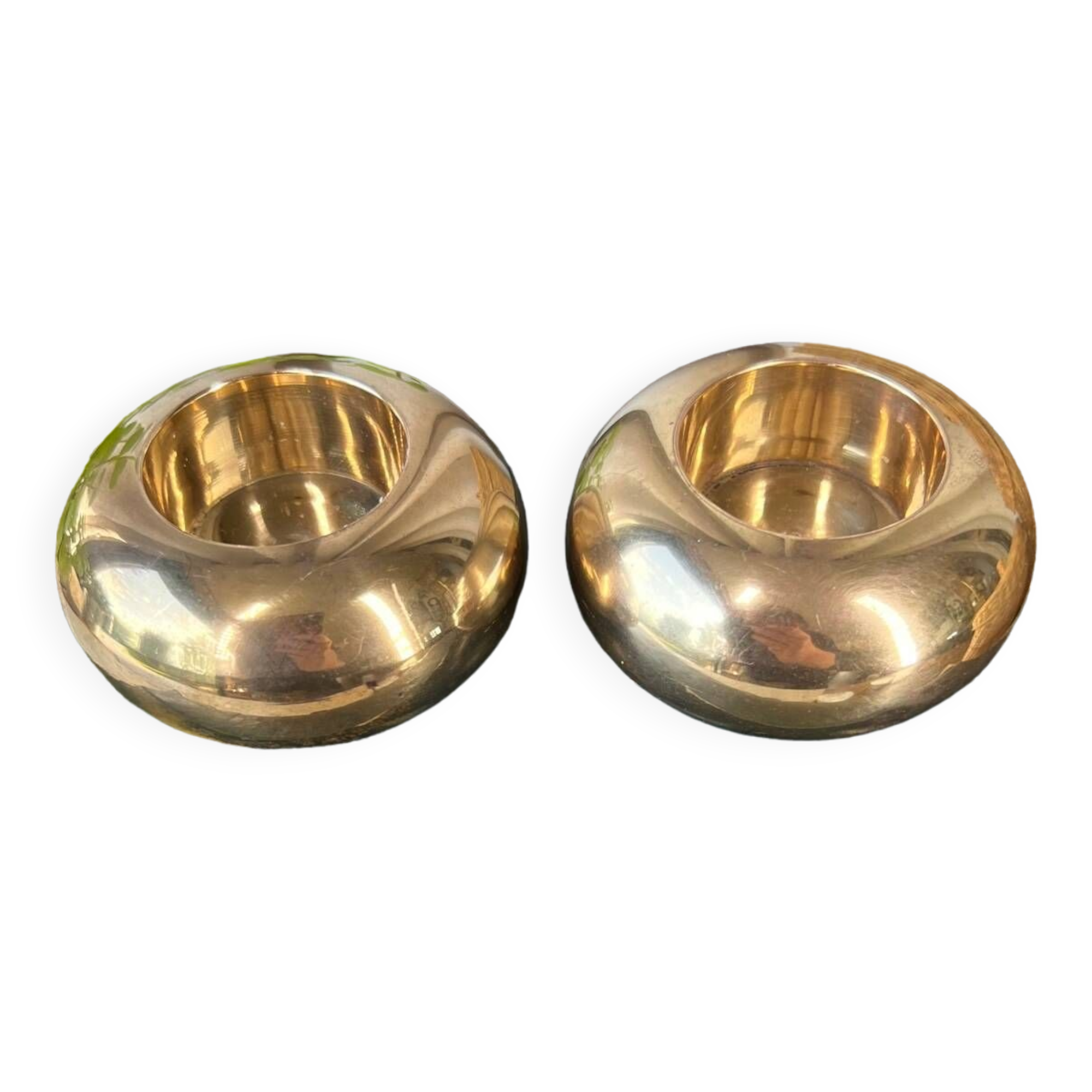 Duo de bougeoirs “boule” en laiton