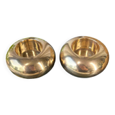 Duo of brass “ball” candlesticks