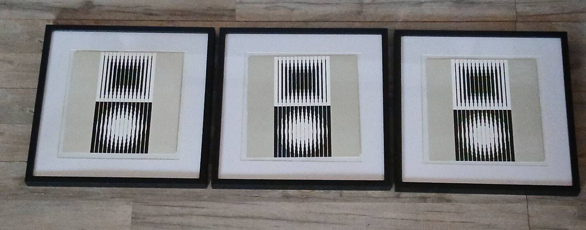 Trio Vintage Optical Art Tableaux - Victor Vasarely - Frames 40x40cm.