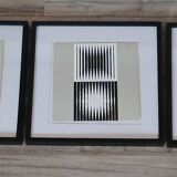 Trio Vintage Optical Art Tableaux - Victor Vasarely - Frames 40x40cm.