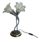 Double flower lamp Art Nouveau – Intertwined brass stems & art glass type