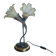 Double flower lamp Art Nouveau – Intertwined brass stems & art glass type