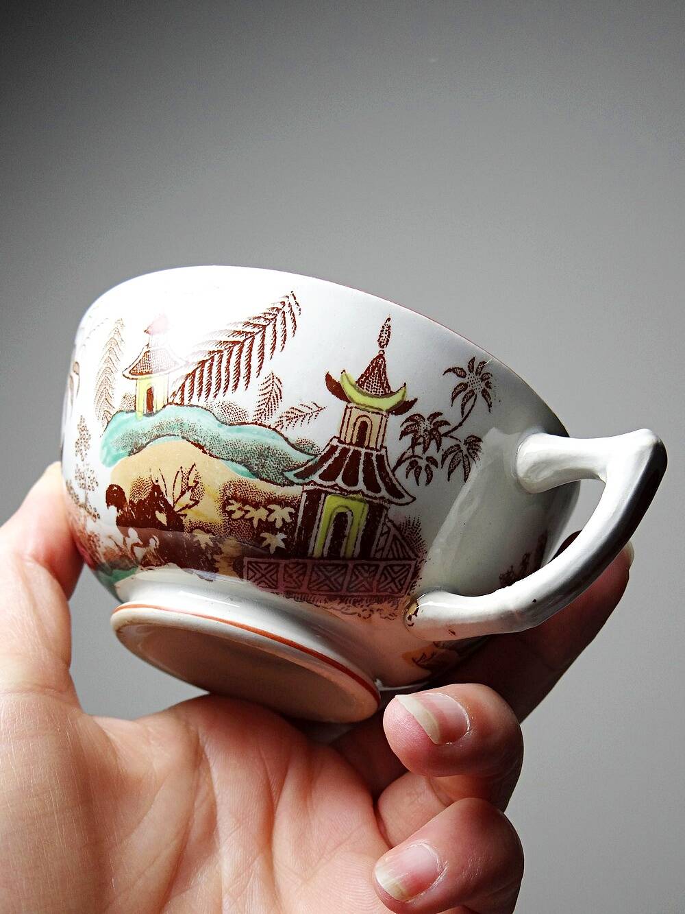 Sarreguemines tea service - Kyoto - antique 5 cups 6 saucers in Japanese style