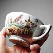 Sarreguemines tea service - Kyoto - antique 5 cups 6 saucers in Japanese style