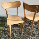 Pair of vintage solid wood bistro chairs