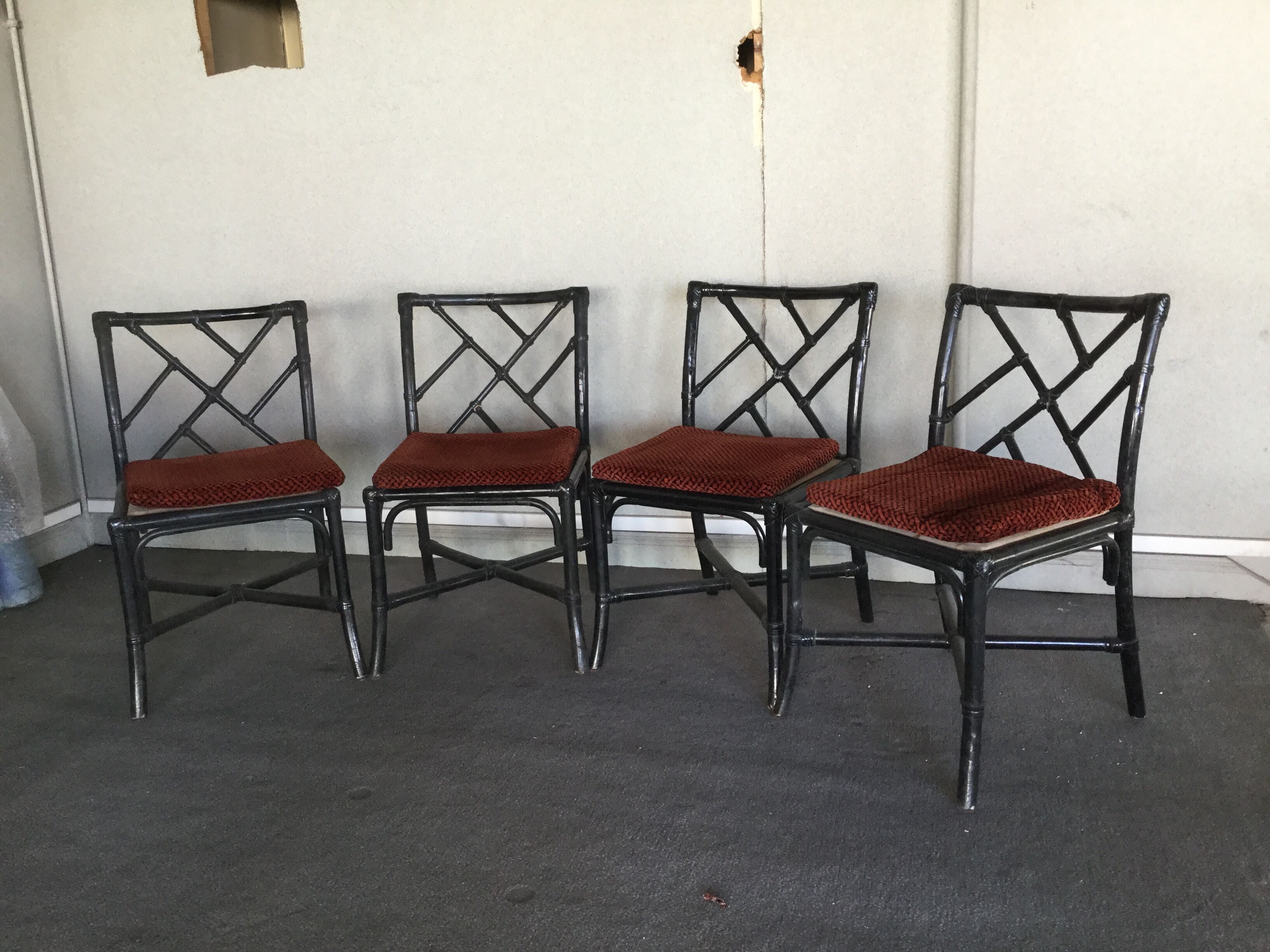 Lot de 4 chaises en bois façon bambou