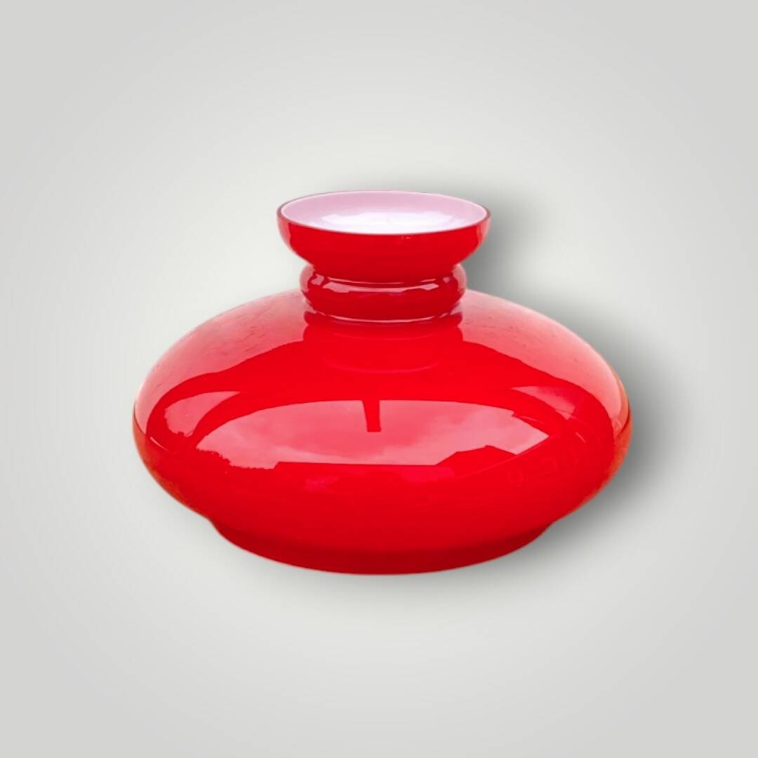 Vintage red and white opaline pendant globe