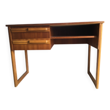 Bureau vintage en bois, style scandinave, années 70