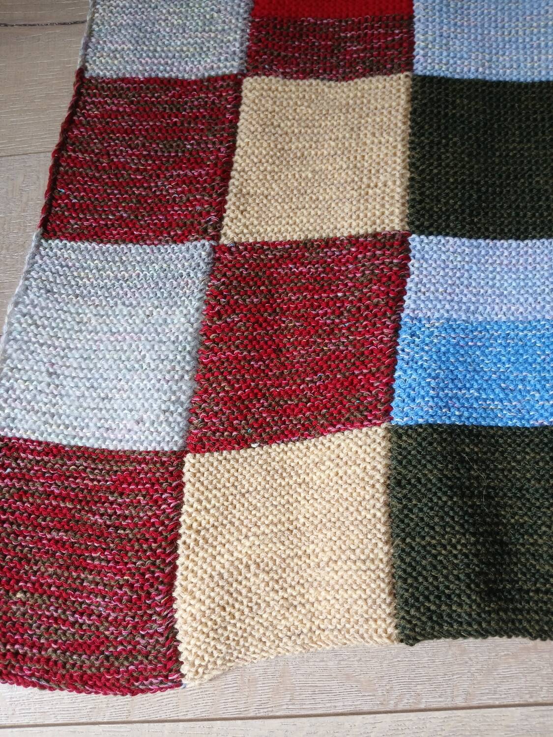 Plaid patchwork tricoté main