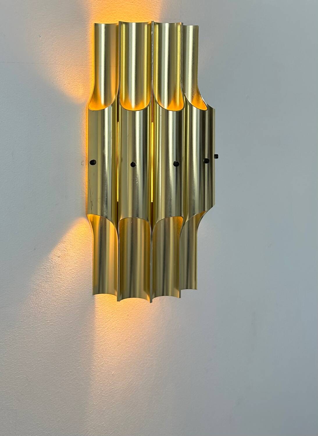 Vintage bent karlby "pan" wall lamp, brass, lyfa denmark 1960