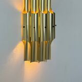 Vintage bent karlby "pan" wall lamp, brass, lyfa denmark 1960