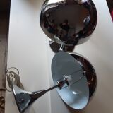 Pair of chrome mushroom lamps