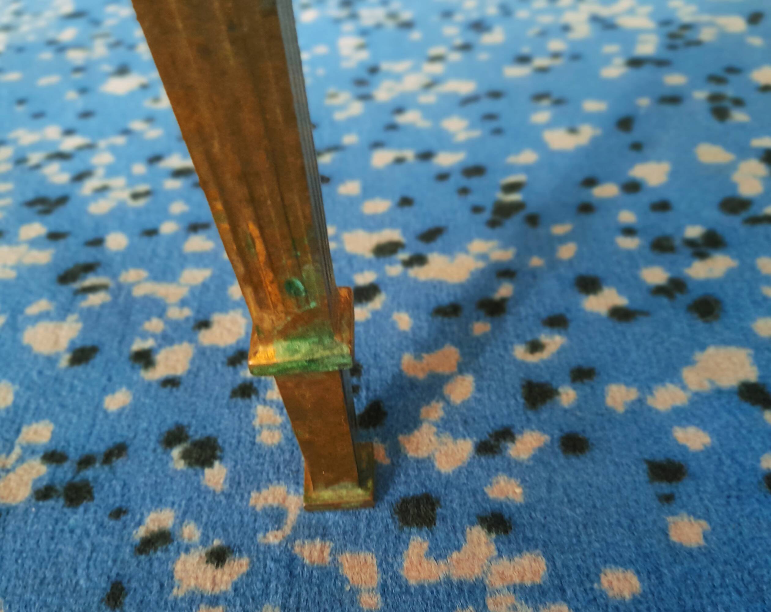Coffee table in gilded bronze and green Alpine marble