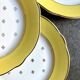 6 assiettes plates Luneville en faïence jaune et dorée, service "Josette"
