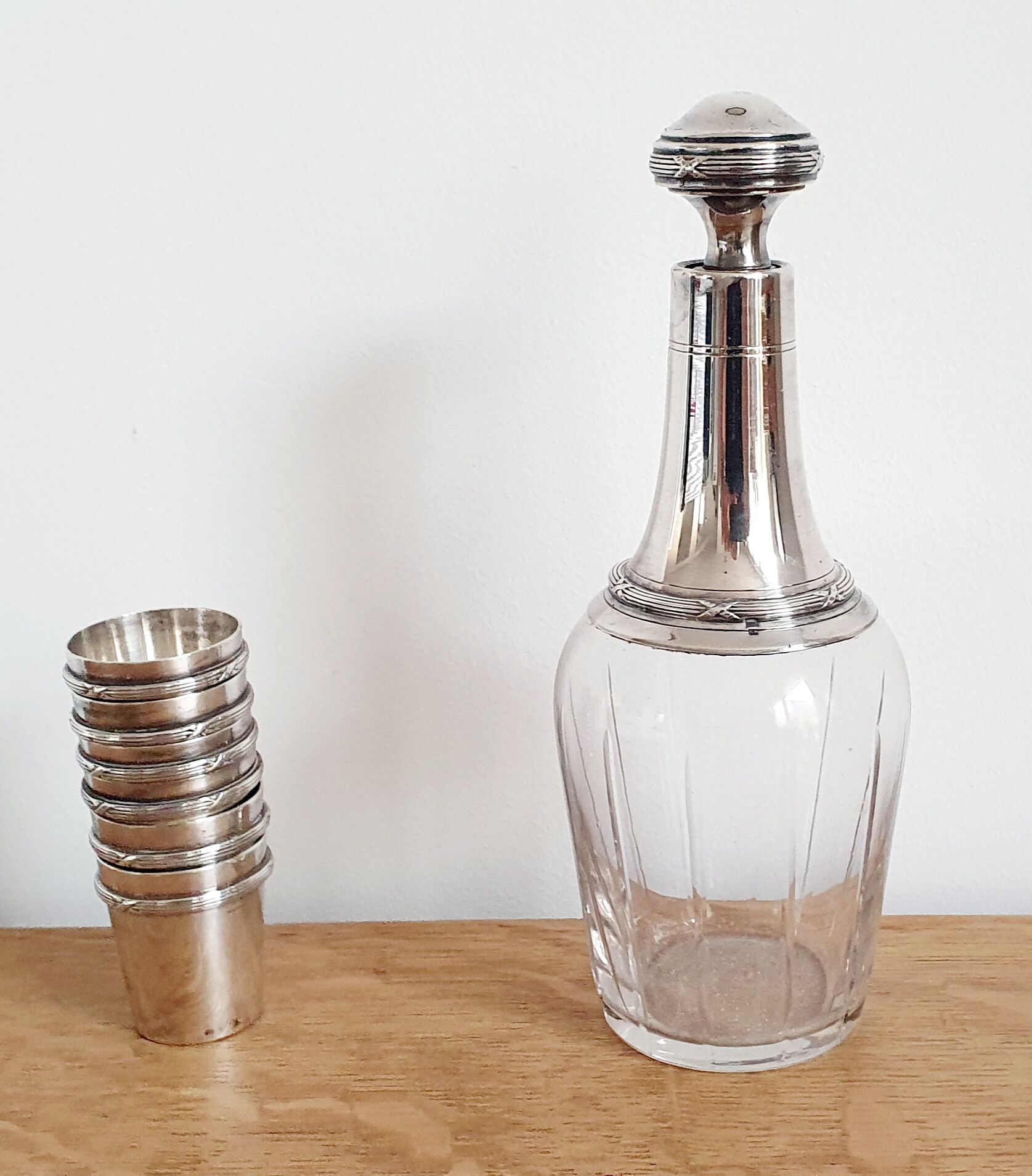 Silver and crystal liquor service