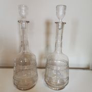 Pair of antique moulded glass carafes