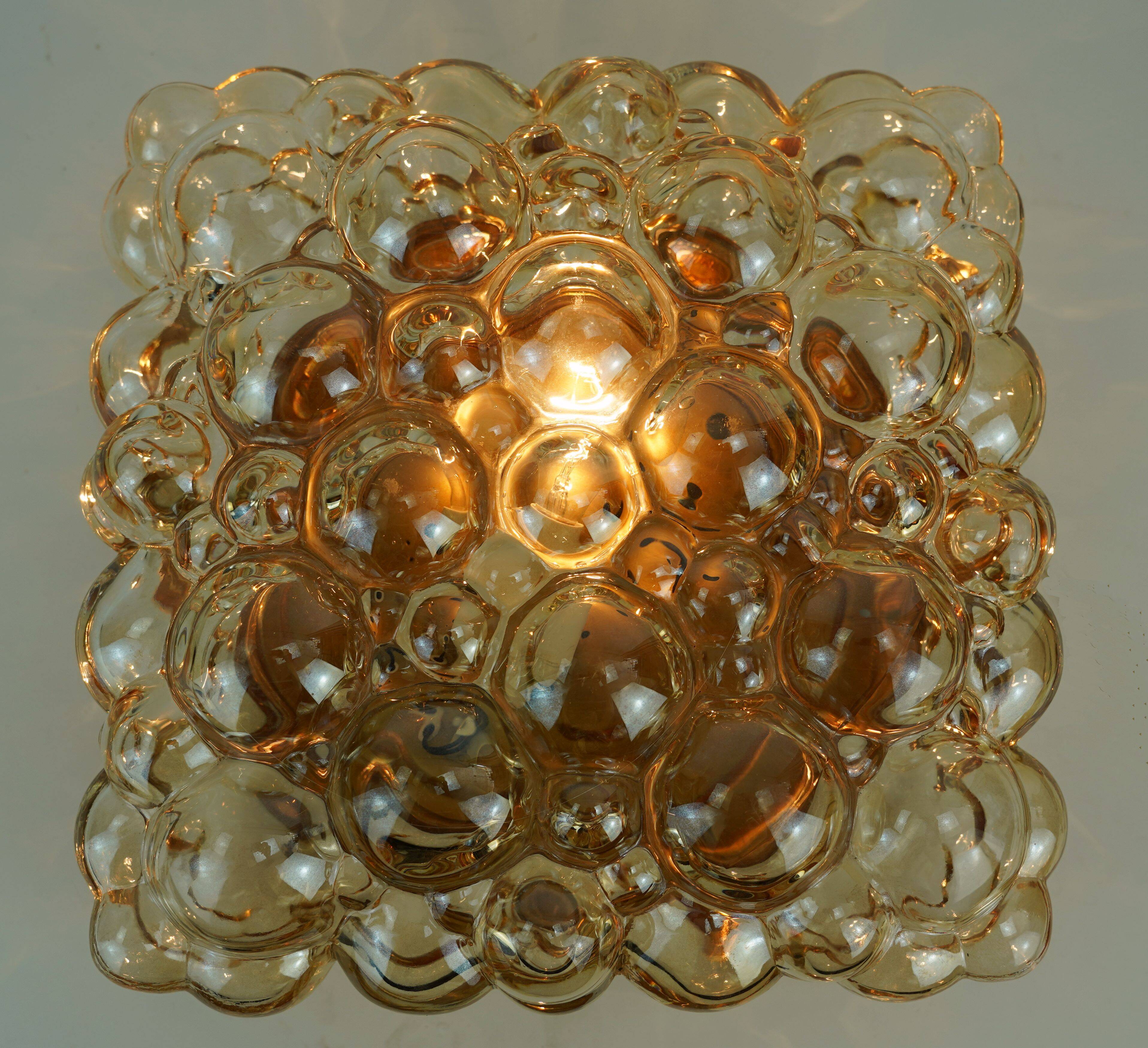 large mid century modern 1960's 1970's bubble amber glass CEILING LIGHT
