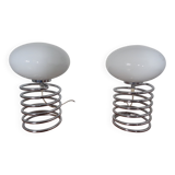 Opaline Glass and Chrome Table Lamps from Honsel, 1970s, Set of 2