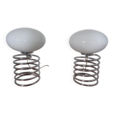 Opaline Glass and Chrome Table Lamps from Honsel, 1970s, Set of 2
