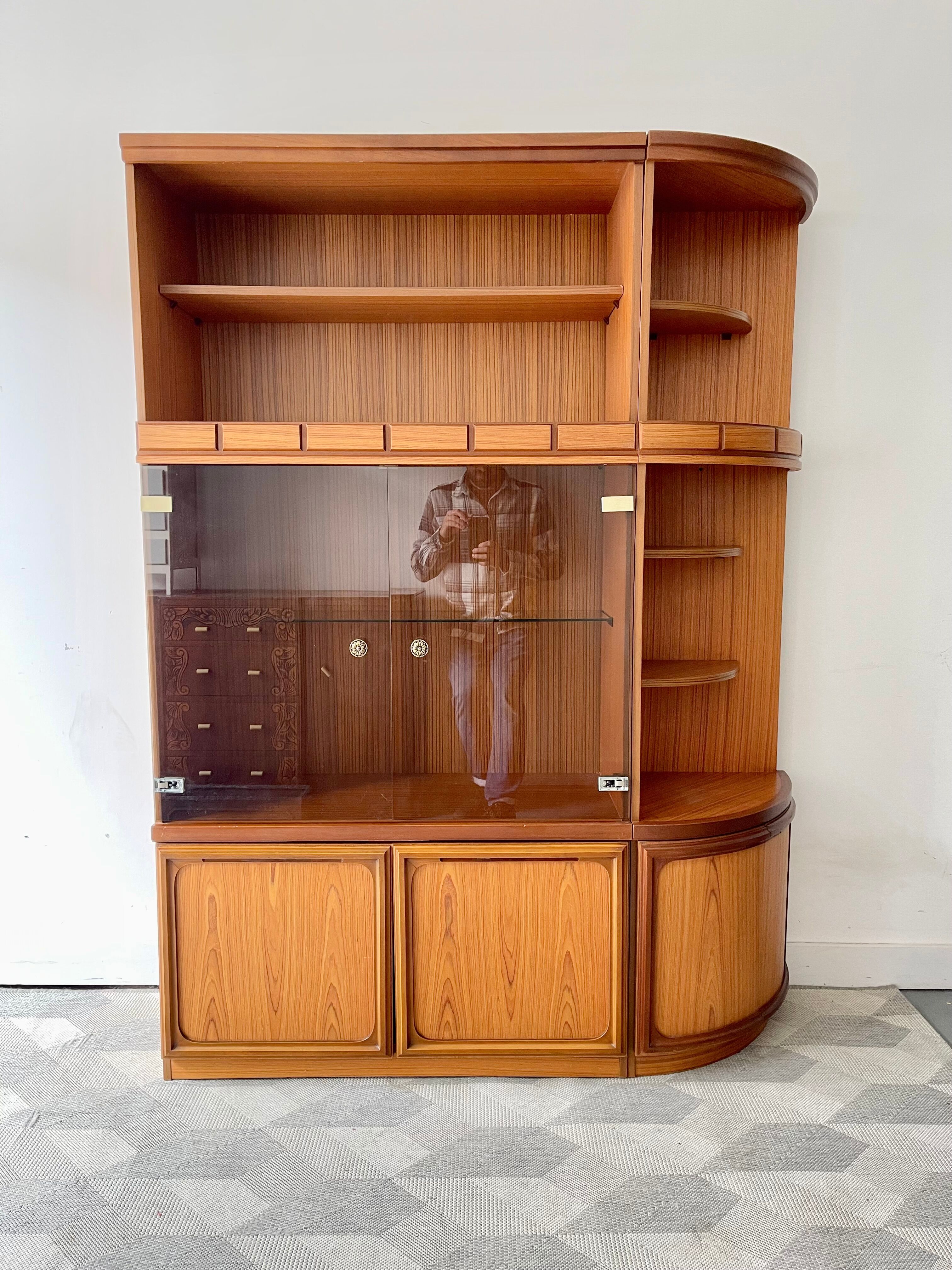 Vintage wall unit display cabinet