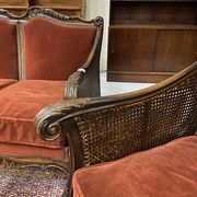 Baroque living room in burgundy velvet and wood