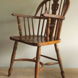 Mid century solid oak lyre-back Windsor chair, 1960s-70s