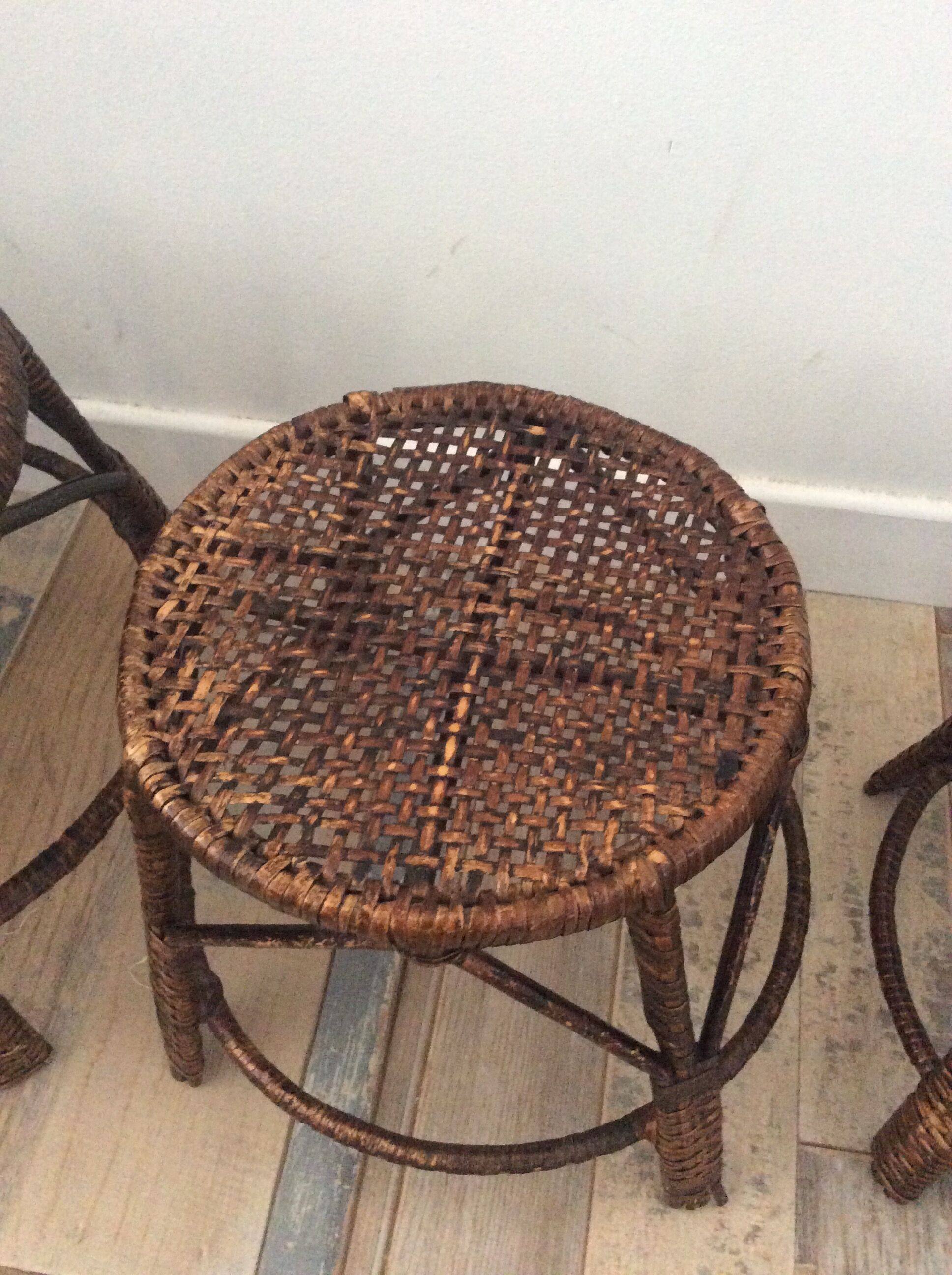 1960s plant holders series in rattan