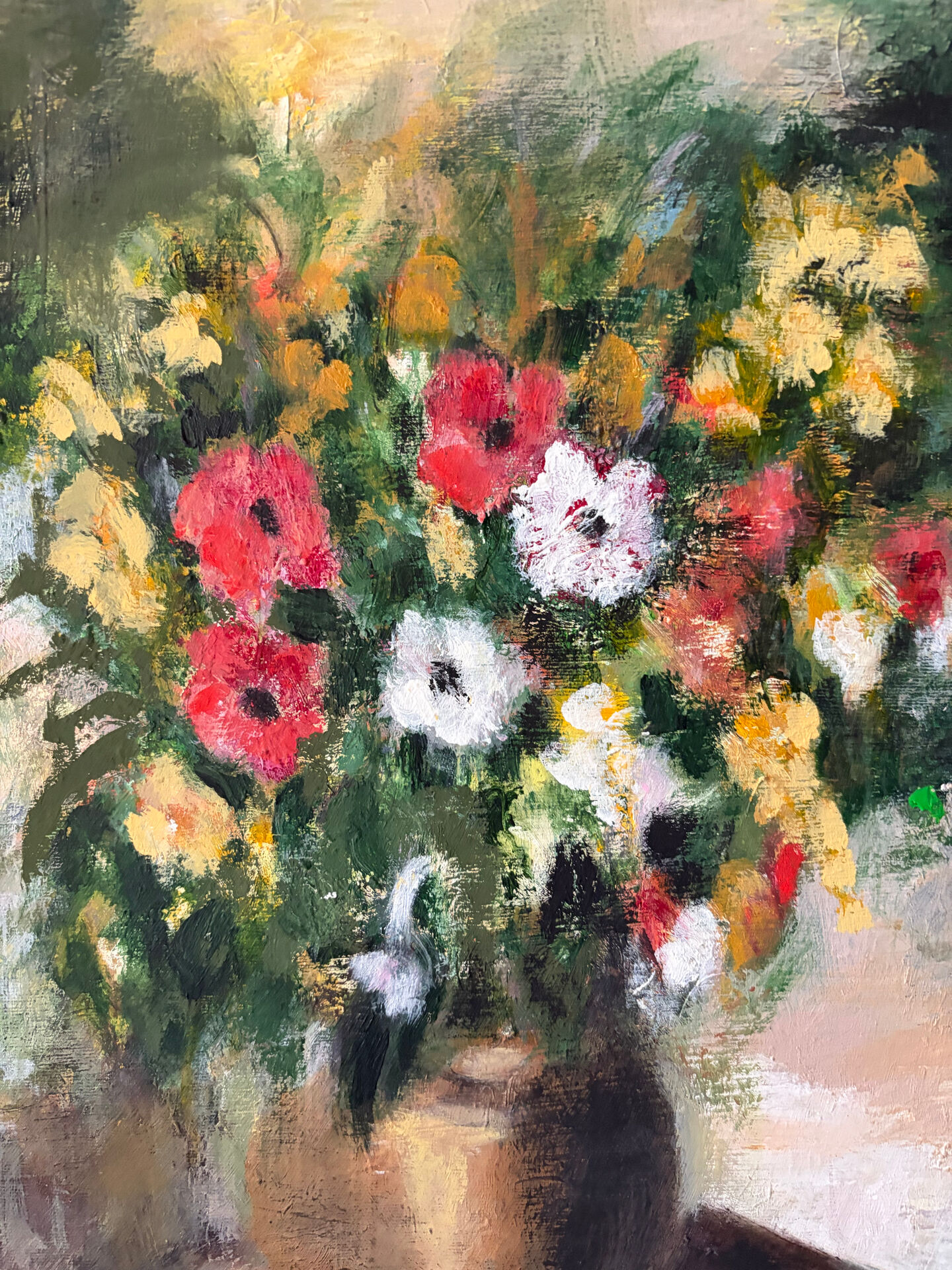Bouquet de fleurs, huile sur toile
