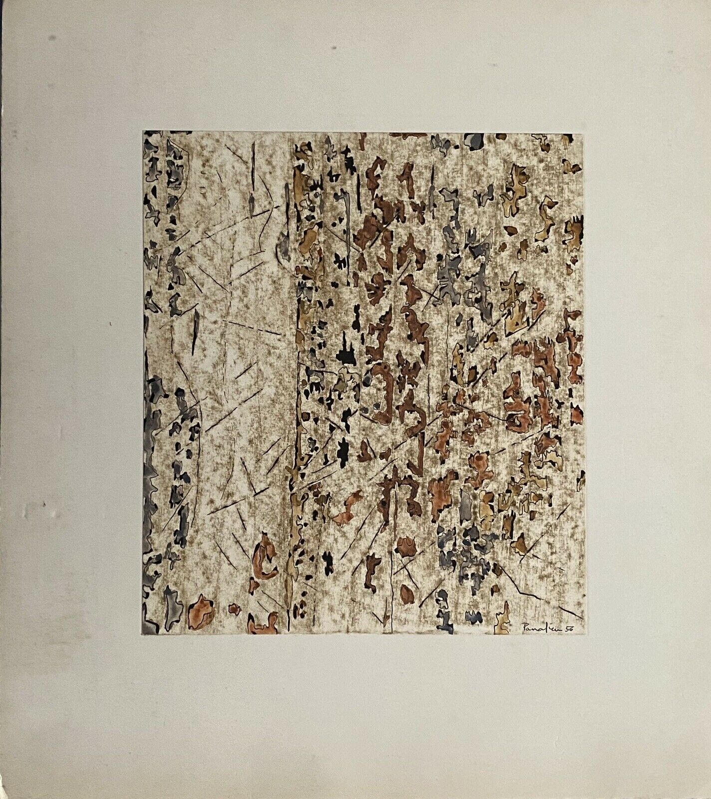 Technique mixte signée Jacques de Panafieu 1956