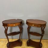 Mahogany bedside table with swan neck.