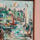 Original Swedish Oil on Canvas" Harbor" By Sven Sinde, Vintage & Framed 47×38cm