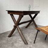 Solid walnut desk, folk art, Savoy, circa 1900