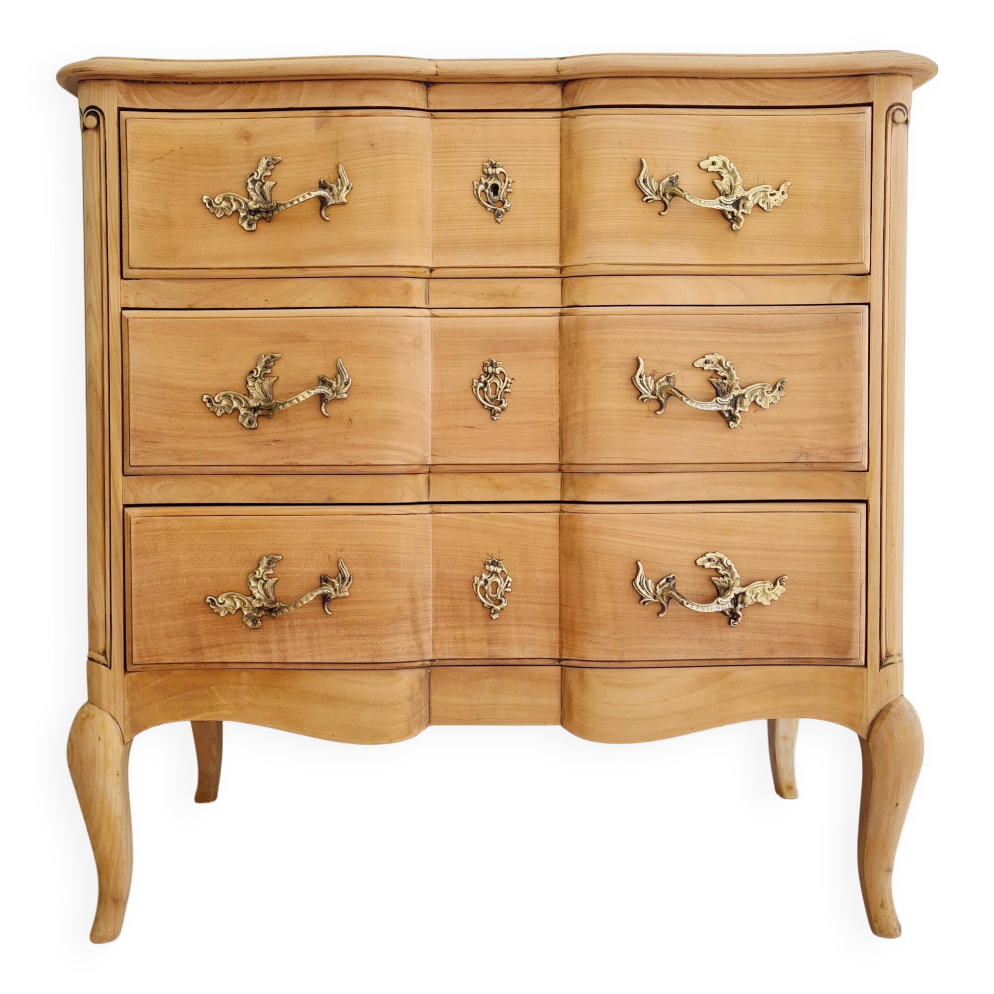 Crossbow chest of drawers in raw wood - 3 drawers - Louis XV style
