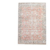 7x11 Salmon Pink & Blue Vintage Persian Rug, Large Floral Rustic Decor