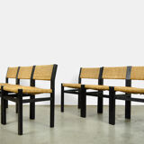 Set of 6 dining chairs with wicker seats by Martin Visser and produced by ‘t Spectrum, 1970s