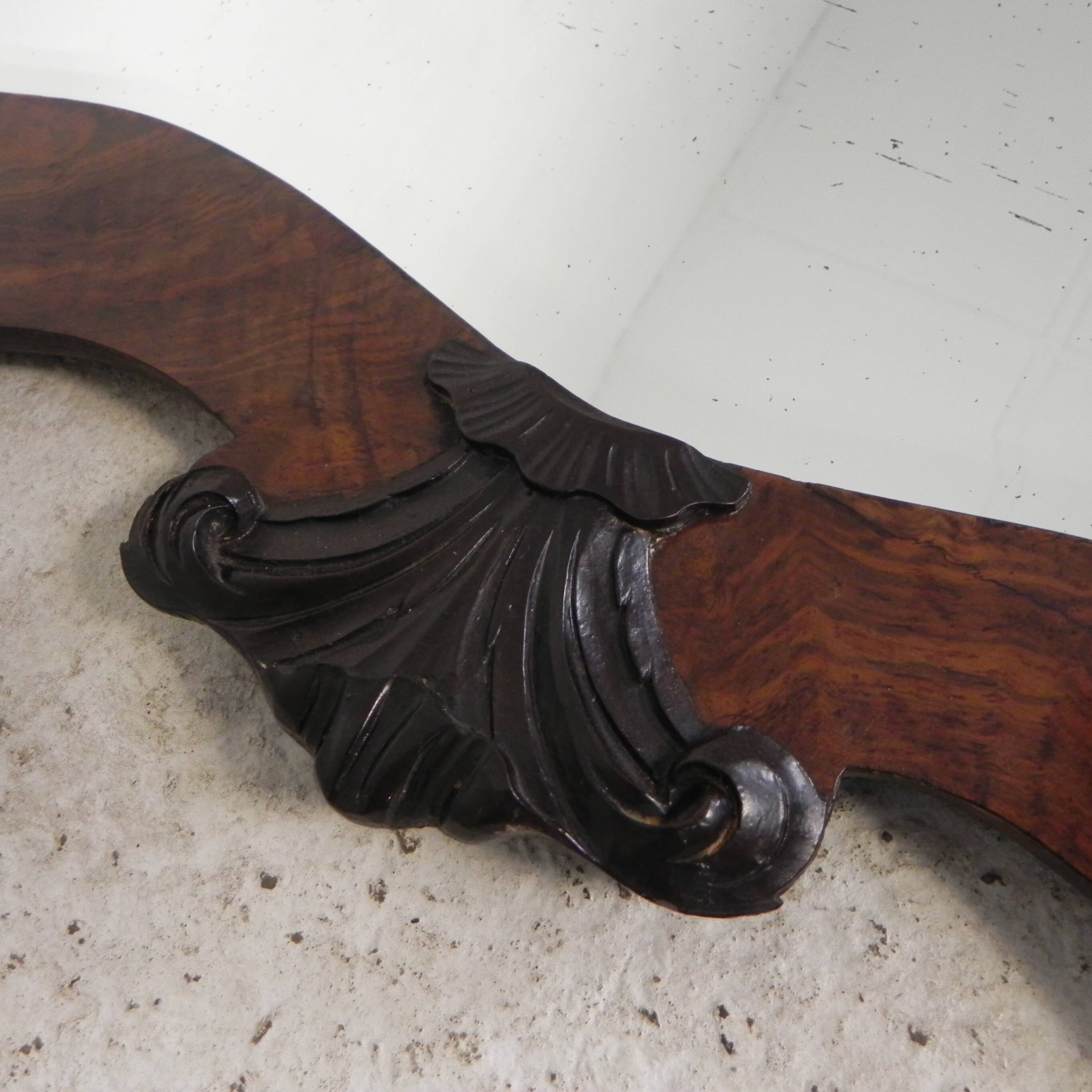 Romantic mirror with faceted glass in a walnut frame, 1942