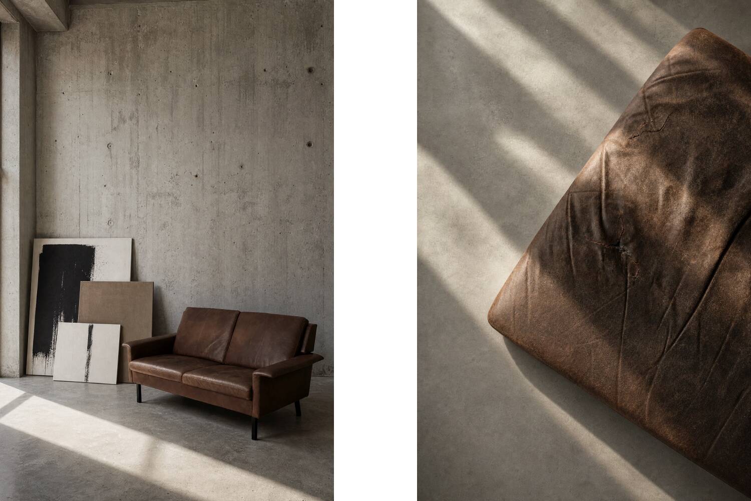 Mid-Century Danish Modern 2-Seater Brown Leather Sofa 3330 by  Arne Vodder