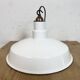 Industrial White Enamel Factory Pendant Lamp from Quadrangle Mfg. Co.,1960s