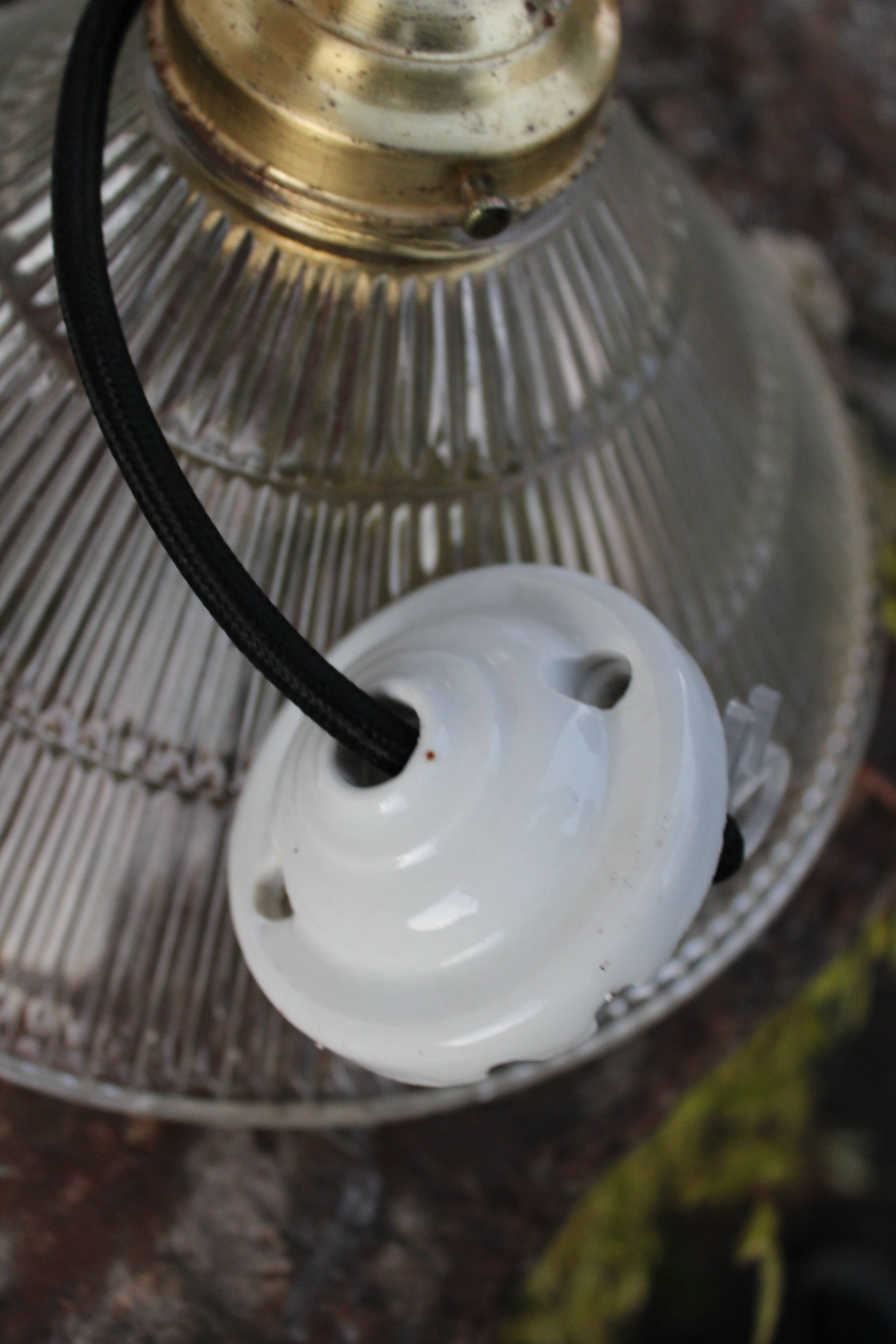 Glass and brass hanging lamp