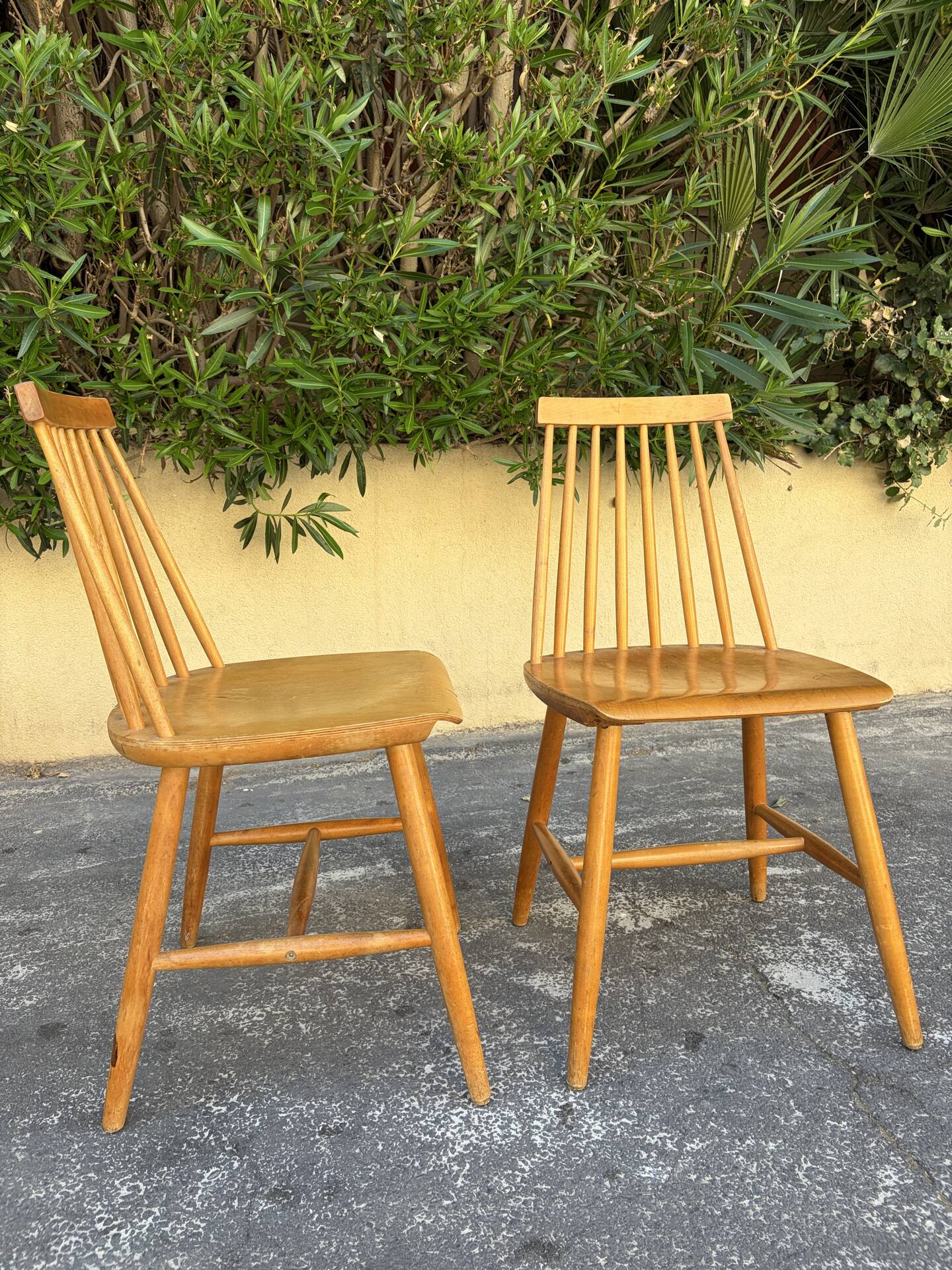 2 IKEA mid-century chairs in the style of Yngve Ekström's "Pinocchio"