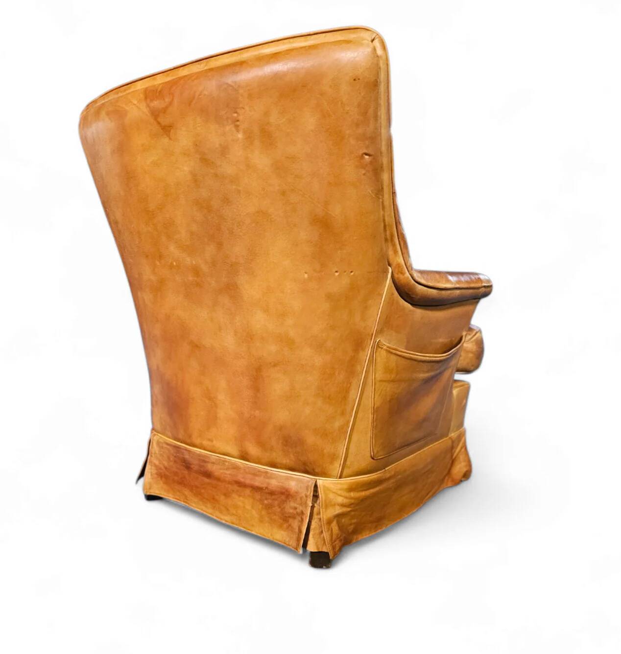 Sheep leather club chair 1970s with magazine holder