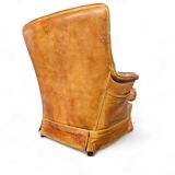 Sheep leather club chair 1970s with magazine holder