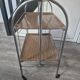 desserte pliante a roulettes avec plateau bois ossature metallique