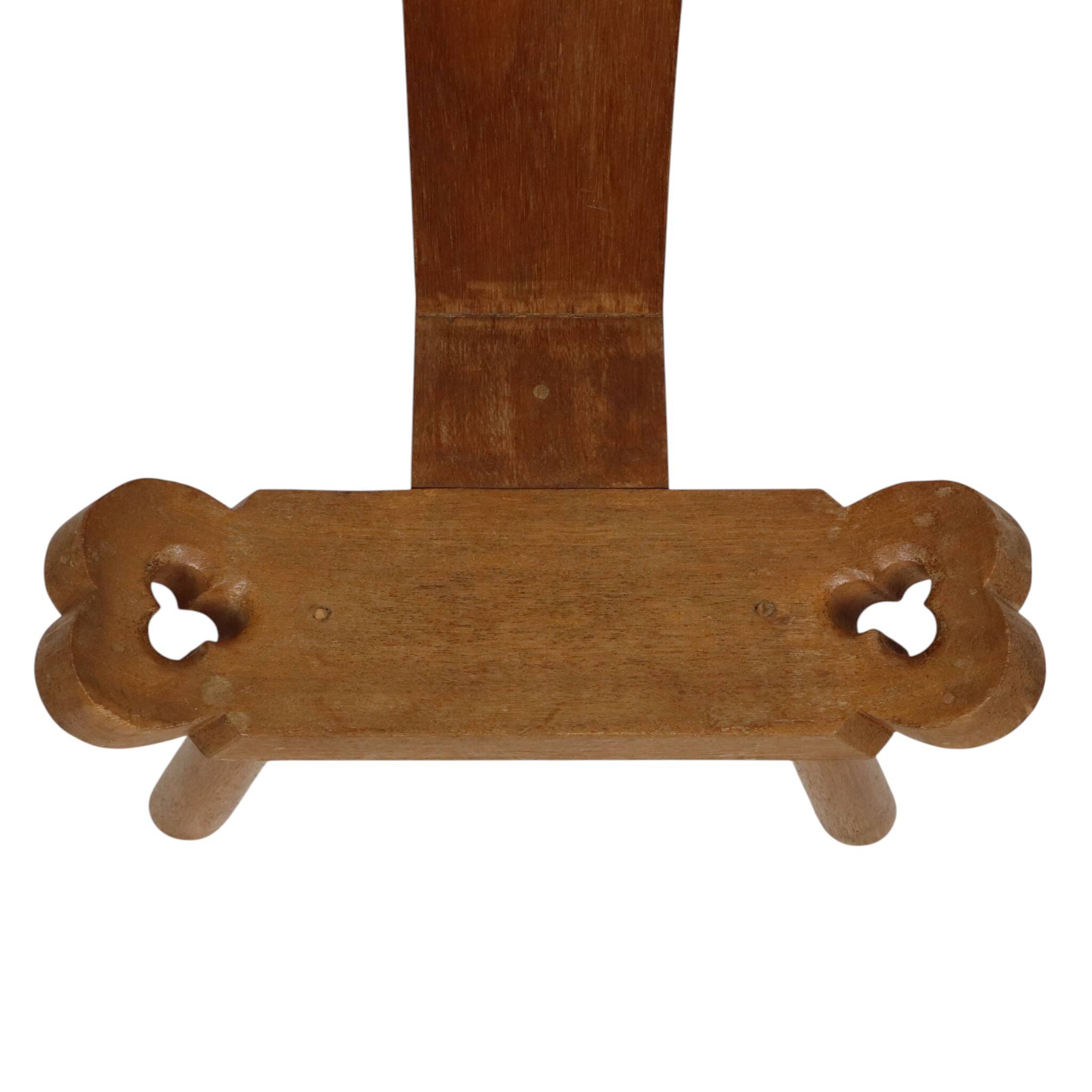 Mid Century Brutalist Tripod Chair Solid Oak Spain