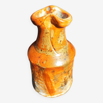 Orange vase in textured pyrite stoneware