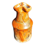 Vase orange en grès pyrité texturé