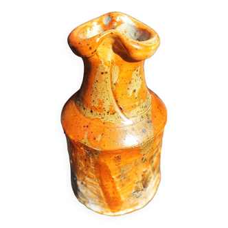 Orange vase in textured pyrite stoneware