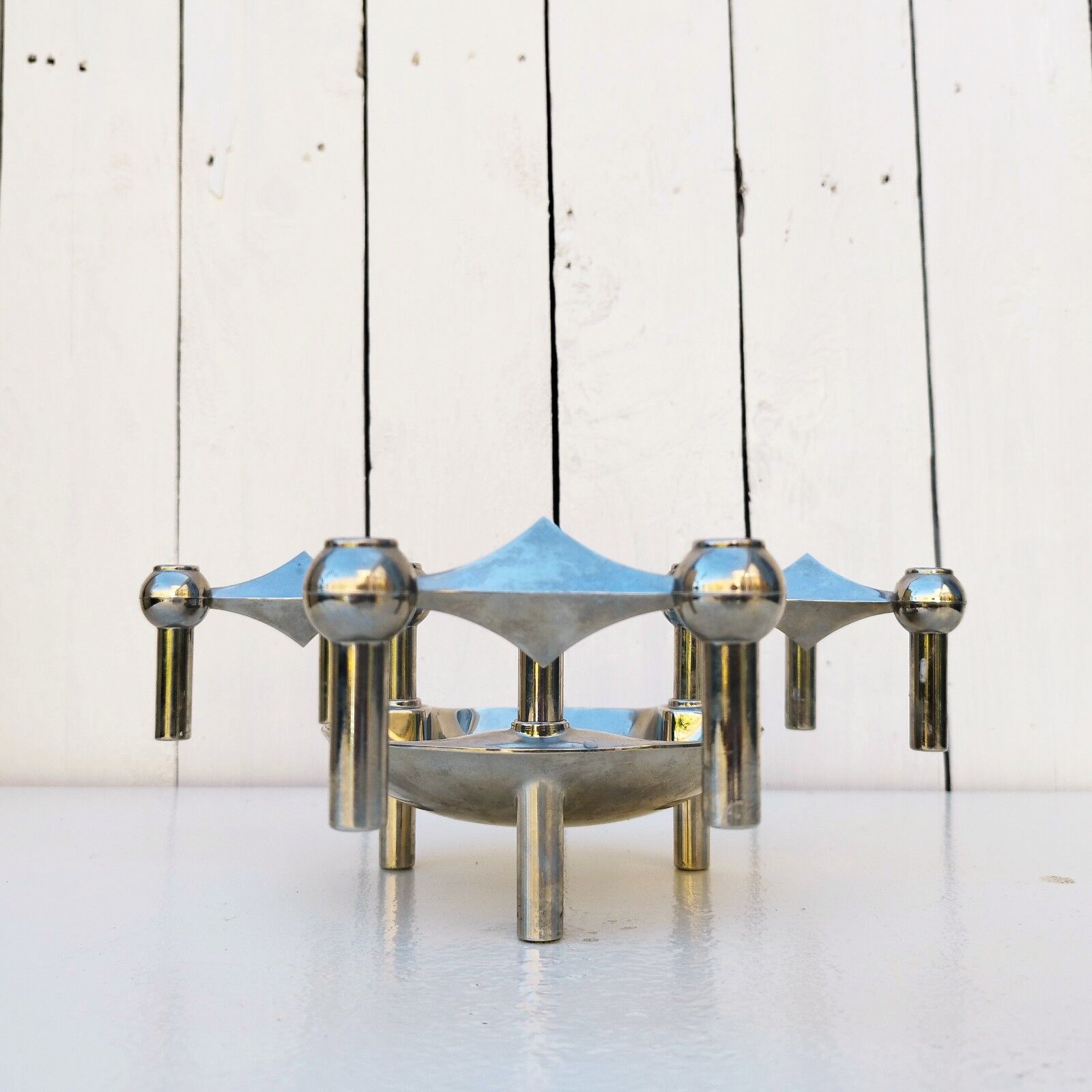 Bougeoirs métal chromé Nagel design 60/70