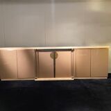 Lacquered, travertine and plexiglass sideboard, Belgo Chrom, 1970s